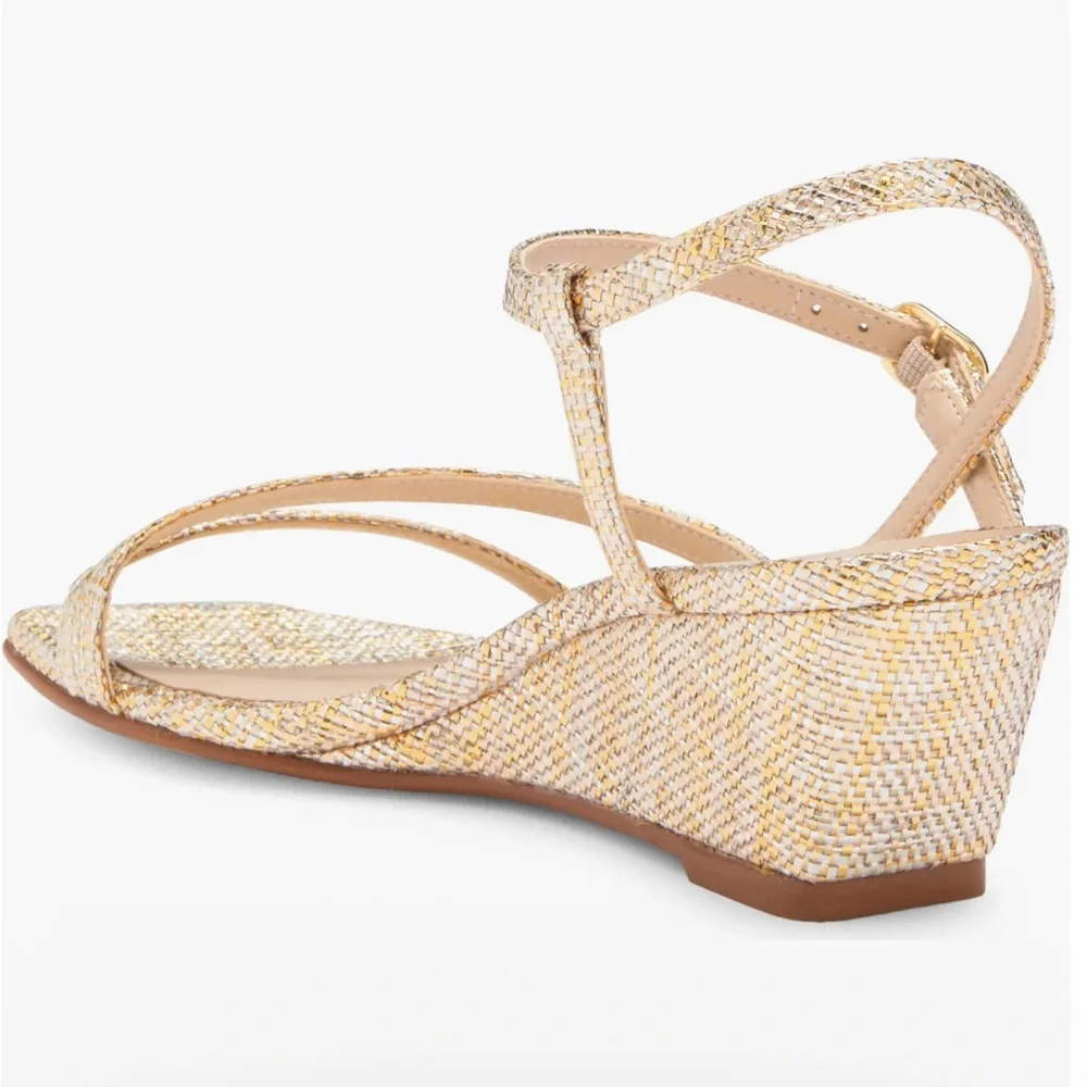 🌹STUART WEITZMAN 🌹 Oasis 50 Wedge Sandal In Gold Size: 9B - Picture 3 of 10